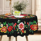 🌸🛒 -50% ! 🏵️Nappe Mexicaine à Fleurs Bord Festonné – Polyester, Anti-Déversement & Imprimé Vibrant
