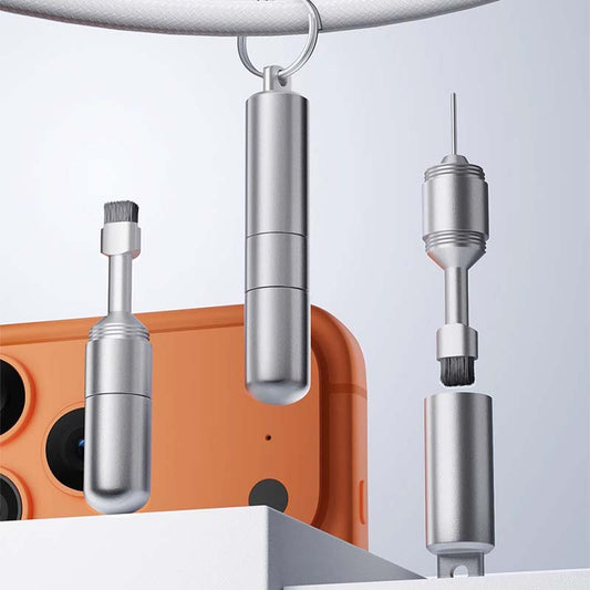 📢📢50% de réduction🎧Brosse 2 en 1 + Aiguille SIM🔑En Alliage d’Aluminium, Compact & Accroche-Clés