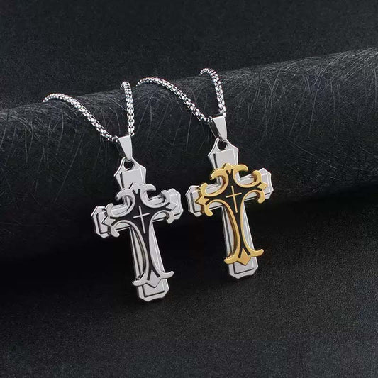 ✝️ NOUVEAUTÉ 2026 | Pendentif Croix Bicolore | Tendance & Ultra Léger 🔗【1 acheté = 1 offert】