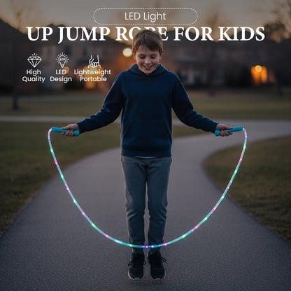📢📢Achetez 2, obtenez 1 gratuit ! Corde à sauter lumineuse LED pour enfants – 3 modes d’éclairage, longueur réglable & poignées antidérapantes ! ⏰✨👧