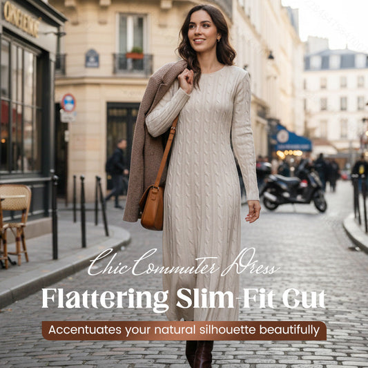 📢📢66 % de réduction ! ✨ Pièce Parfaite pour l‘Hiver : Robe Pull Midi - Confort Cable-Knit pour Tous les Jours