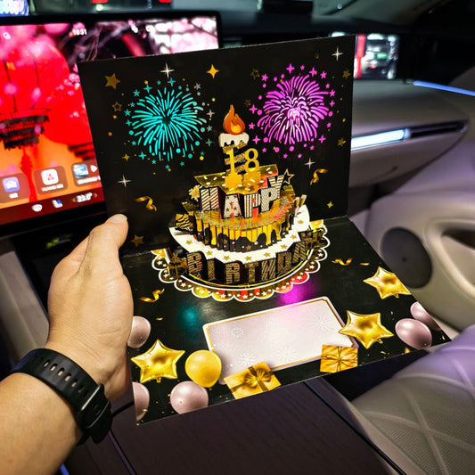 📢📢50% de réduction ! Carte d’Anniversaire Magique – Gâteau 3D, Musique & Feux d’Artifice en un Souffle 🎂🎇