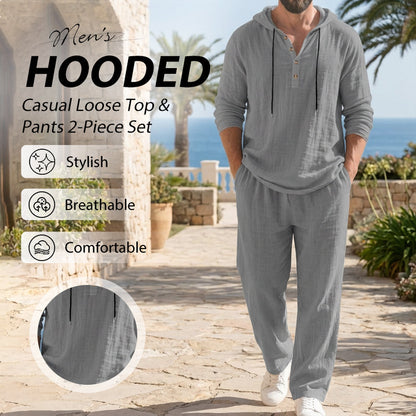 🔥60% DE RÉDUCTION ! Ensemble Homme Décontracté – Sweat & Pantalon Lin, Parfait pour le Quotidien 🏠☀️【Offre Flash】