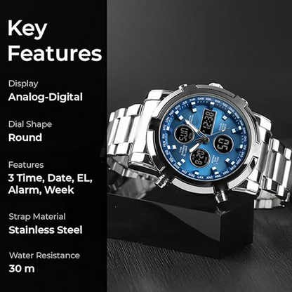 💐50% DE RÉDUCTION ! Montre Homme Acier Inox 48mm – Cadran Imposant & Bracelet Solide 🔩⚡【Prix Imbattable】