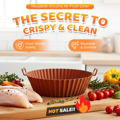 🍟✨ Moule en Silicone Réutilisable pour Air Fryer – Cuisson Croustillante à 360°, Nettoyage Express Sans Frotter et Tiroir Préservé