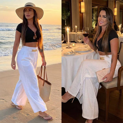 💃 Indispensable 2026 | Pantalon Galbe Jambe Large | Confort & Élégance Assurés 😌【-60%】