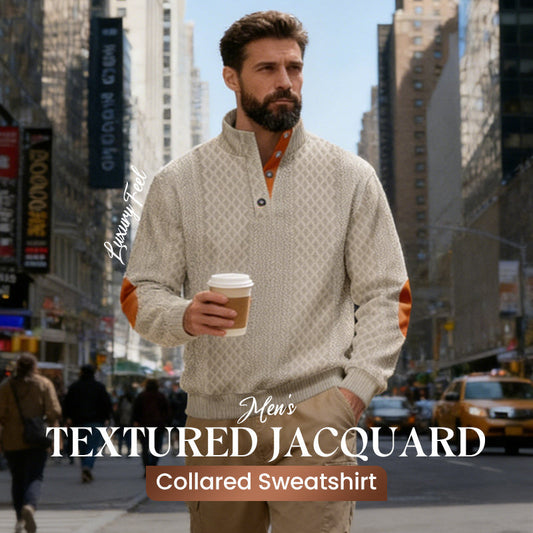 ✨ Basique Raffiné | Sweat-shirt Homme à Col Jacquard Texturé 👔【Nouveauté】