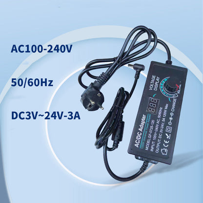 🔌⚡ Adaptateur secteur universel réglable 3 V–24 V/3 A – Écran numérique, protections intégrées et compatible avec routeurs, LED et caméras