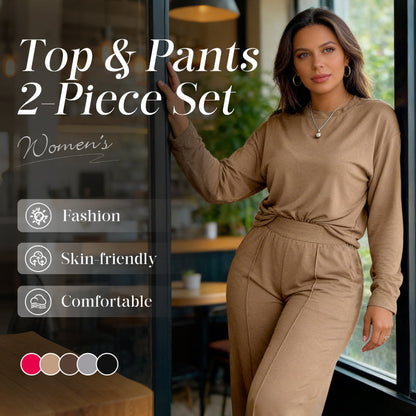 🍂 Confort Absolu & Style | Haut Manches Longues & Pantalon Large | Silhouette Détendue-Chic 👖【Soldes -50%】