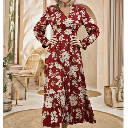 🌺 Vague Bohème Romantique | Robe Longue à Volants Fleurie 💃【-60%】