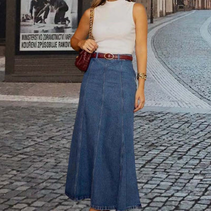 🆕 Nouveauté 2026 | Jupe Longue en Denim Taille Haute 🎀【-59%】