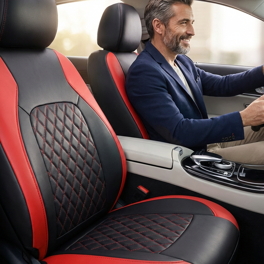 🚗💺 -50% ! 🏅Lot de 9 Housses de Siège Auto – Cuir Synthétique, Compatible Airbag & Ajustement Universel.
