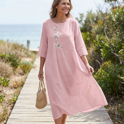 ✨ 2026 Nouveauté | Robe Midi Brodée Décontractée | Chic Quotidien 🌸【2 + Livraison OFFERTE】
