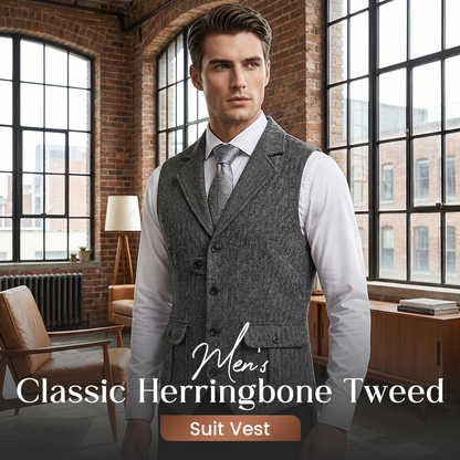 🧶 Élégance Vintage | Gilet Tweed à Chevrons | Coupe Ajustée pour Hommes Modernes 🎩【NOUVEAUTÉ 2026】