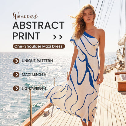 💐50% DE RÉDUCTION ! Maxi-Jeu À Imprimé Abstrait & Épaule Dégagée – Chic & Original 🎨✨【Offre Limitée】