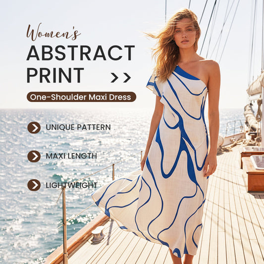 💐50% DE RÉDUCTION ! Maxi-Jeu À Imprimé Abstrait & Épaule Dégagée – Chic & Original 🎨✨【Offre Limitée】