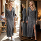 💐50% DE RÉDUCTION ! Robe Longue Col V Manches Longues – Coupe Fluide & Élégante 👗✨【Offre Exceptionnelle】