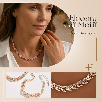 🍂 Élégance Naturelle 2026 | Parure Feuille Strass Réglable | Pour Poignet Féminin✨【Nouveauté】