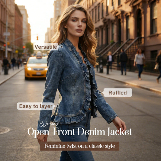 💐50% DE RÉDUCTION ! Veste en Jean Femme à Volants – Denim Léger & Tailleur Délavé 🌸👖【Stock Limité】