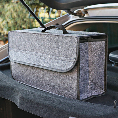 🚗✨ Organiseur de Coffre de Voiture Pliable en Feutre S/L | Maintien Velcro Anti-Glisse, Grande Capacité & Pliage Ultra-Plat