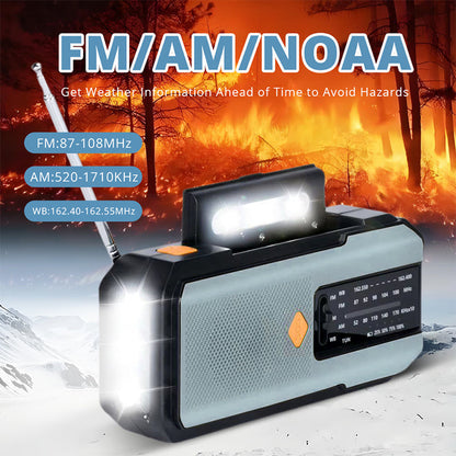 📻⚡ Radio d'Urgence Solaire & Manivelle 2000mAh – Batterie Externe, Alarme SOS Puissante & Double Éclairage LED