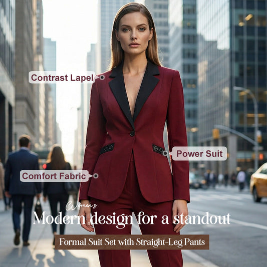 💐60% DE RÉDUCTION – TEMPS LIMITÉ ! Ensemble Formel avec Pantalon Droit – Polyester Durable & Élégant 🖤👖【Promo Flash】