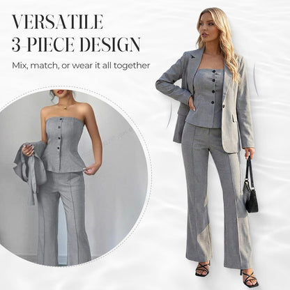 👚 60% DE RÉDUCTION ! Ensemble 3 Pièces Féminin – Pantalon Évasé, Silhouette Allongée 💃🌟【Coup de Cœur Mode】