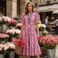 💐50% DE RÉDUCTION ! Robe Longue à Volants Florale – Manches Bouffantes, Confortable 🌸✨【Offre Limitée】