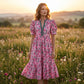 💐50% DE RÉDUCTION ! Robe Longue à Volants Florale – Manches Bouffantes, Confortable 🌸✨【Offre Limitée】