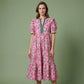 💐50% DE RÉDUCTION ! Robe Longue à Volants Florale – Manches Bouffantes, Confortable 🌸✨【Offre Limitée】