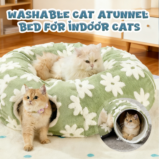 💐60% DE RÉDUCTION ! Lit Tunnel Doux pour Chat d‘Intérieur – Confort & Cachette Sûre 🏠😺【Prix Exceptionnel】