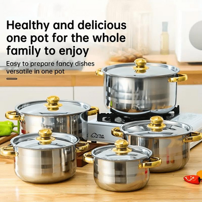 💐60% DE RÉDUCTION ! Batterie de cuisine inox 5 pièces – Élégance & performance pour votre cuisine 🏠⭐【Prix Exceptionnel】