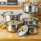 💐60% DE RÉDUCTION ! Batterie de cuisine inox 5 pièces – Élégance & performance pour votre cuisine 🏠⭐【Prix Exceptionnel】