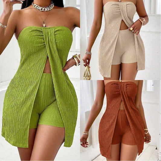 💐50% DE RÉDUCTION ! Ensemble Taille Haute Fendu – Prêt pour les Vacances & l’Été 🌊☀️【Offre Limitée】