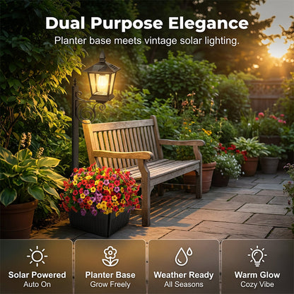 🌙🛒 -50% ! 🪴Lampe Solaire de Jardin à Base Jardinière – Charge Autonome, IP65 & Lumière Blanc Chaud