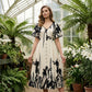 💐50% DE RÉDUCTION ! Robe à Col V & Imprimé Floral – Style Naturel, Look Frais 🌿🌼【Offre Spéciale】