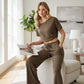 💐50% DE RÉDUCTION ! Tenue Automne – Haut À Épaules Dénudées & Pantalon Large – Look Bohème Chic 🍂🧣【Offre Limitée】