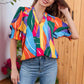 💐50% DE RÉDUCTION ! Chemisier floral à manches bâclées – Chic et confortable au quotidien 👗🌸【Offre Limitée】