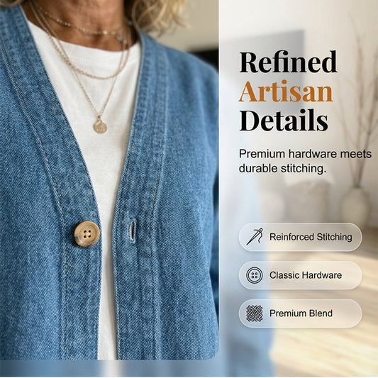 🧥 50% DE RÉDUCTION! 👖 Veste en Jean Classique à Boutons pour Femme – Style Intemporel, Coton Respirant & Idéale Pour Les Superpositions 🌸