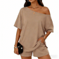 💐60% DE RÉDUCTION ! Ensemble 2 Pièces : Haut À Épaules Dénudées & Short – Look Sensuel & Féminin ☀️💋【Offre Limitée】