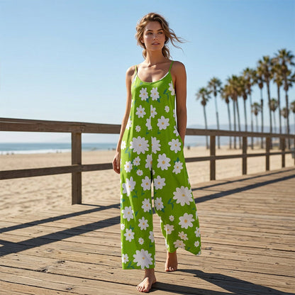 💐50% DE RÉDUCTION ! Combinaison à Jambes Larges Floral – Parfaite pour vos Vacances & Photos 🏖️📸【Prix Exceptionnel】
