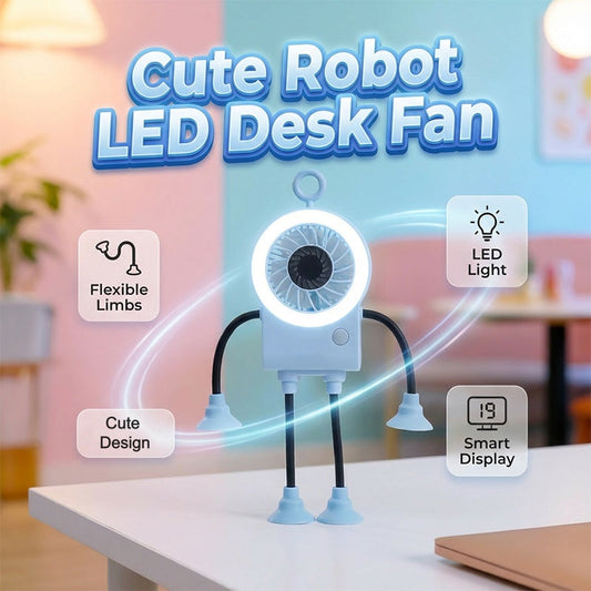 🤖🌀 OFFRE LIMITÉE 50% DE RÉDUCTION! Ventilateur de Bureau Robotisé Flexible avec Éclairage LED – Col Pliable, Flux d’Air 360°, Commande Tactile – Parfait pour Bureau, Chambre ou Salle d’Étude 📚💻🌙