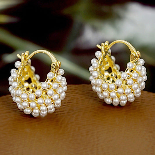 💐50% DE RÉDUCTION ! Boucles d‘Oreilles Anneaux Perles Fausses – Éclat Élégant au Quotidien ✨👂【Offre Limitée】