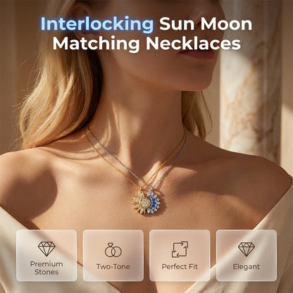 🌙 50% DE RÉDUCTION! ✨ Collier Pendentif Soleil et Lune avec Strass – Design Détaillé, Fini Lumineux & Parfait Pour Un Look Céleste Au Quotidien ☀️