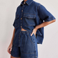 🏖️👚🌊 OFFRE LIMITÉE 50% DE RÉDUCTION! Ensemble Chemise et Short Denim Assorti – Look Vacances Prêt à Porter, Doux et Respirant 🧺☁️