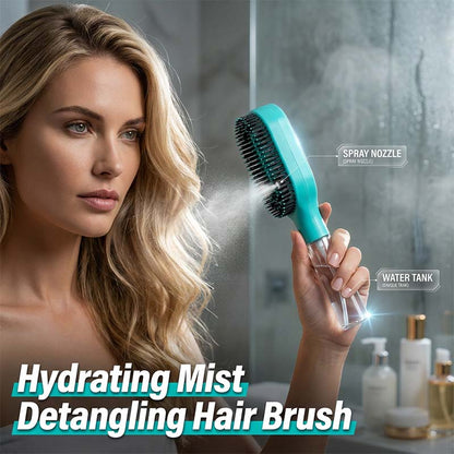 Brosse à cheveux antistatique avec vaporisateur intégré