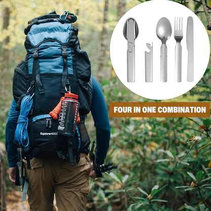 💐 56% DE RÉDUCTION – Couverts 4 en 1 ! Fourchette, Cuillère, Baguettes & Boîtier en Acier Inoxydable – Idéal pour Camping 🥢🏕️ 【Offre Limitée】