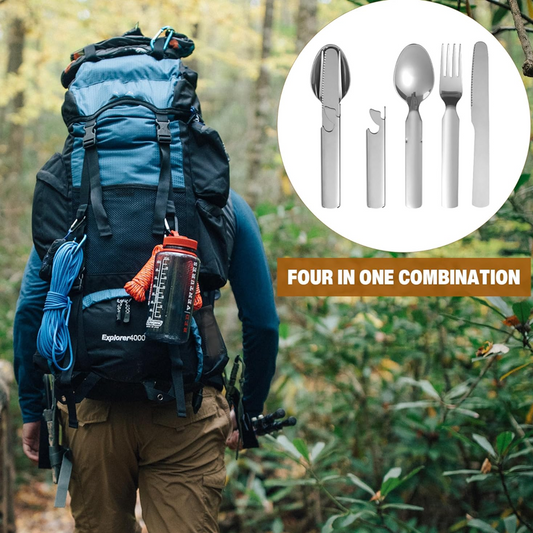 💐 56% DE RÉDUCTION – Couverts 4 en 1 ! Fourchette, Cuillère, Baguettes & Boîtier en Acier Inoxydable – Idéal pour Camping 🥢🏕️ 【Offre Limitée】