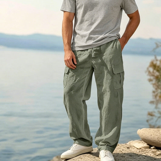 👖🌾🍃 OFFRE LIMITÉE 50% DE RÉDUCTION! Pantalon Cargo en Coton et Lin pour Homme – Respirant et Léger, Multiples Poches Utilitaires, Coupe Relax – Parfait pour le Quotidien, la Randonnée ou les Voyages 🎒☀️