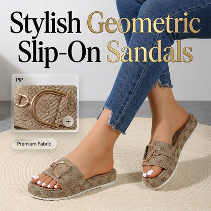 💐 PROMO EXCEPTIONNELLE -50% ! Sandales à Enfiler – Motif Géométrique Épuré, Semelle Ortho Confort 🔷✨ 【Qualité Premium】